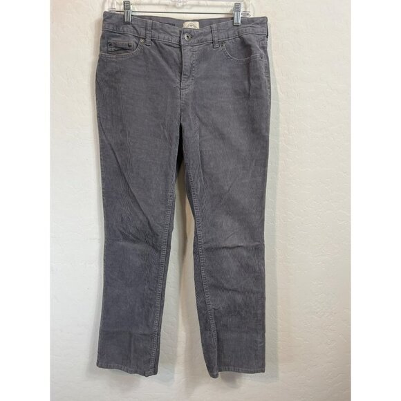 St. John's Bay Sz 12P Grey Corduroy Straight Leg Thin Wale Pants - Picture 1 of 6
